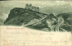 VINTAGE POSTCARD Swiss Rigi Kulm und die Alpen Train