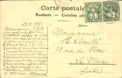 VINTAGE POSTCARD Swiss Lake Leman Bay of Chillon and dent du midi