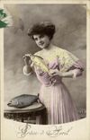 CPA Fantaisie Femme Poisson