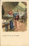 VINTAGE POSTCARD Fantasy Children Poulbot Illustrator Still the water which has cold