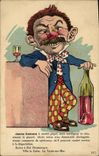 VINTAGE POSTCARD Fantaisie Illustrator Young man has half pricks Alcool