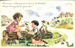 CPA Fantaisie Enfants Poulbot Chien 