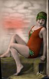 CPA Fantaisie Femme Maillot de bain 