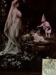 VINTAGE POSTCARD Fantasy Woman Children Imp