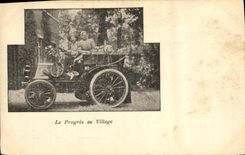 VINTAGE POSTCARD Automobile the progress of the village