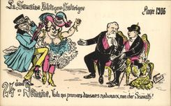 CPA Semaine Politique Satirique 1906 Danseurs nationaux 