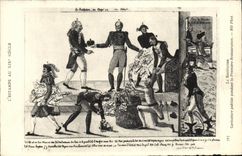 CPA Estampe au 18eme Caricature publiee pendant le premiere Restauration La restitution 