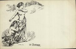 VINTAGE POSTCARD Political the war Militaria Woman