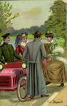CPA Fantaisie Automobile Le depart