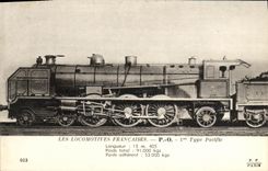 VINTAGE POSTCARD Locomotive Train PO 1st Pacific type