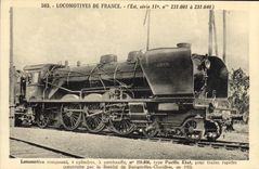 CPA Train Locomotive compound a 4 cylindres Pacific Etat