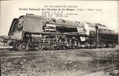 VINTAGE POSTCARD Standard Train Belgian Engine 1 Super Pacific
