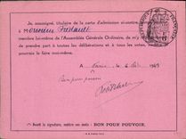 Paperboard Assembled of the shareholders Railroads of Marco Admission 1943 Dutaillis