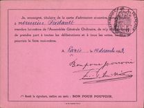 Paperboard Invitation General meeting of the Company of the railroads of Morocco Pintail 1943