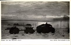 MODERN CARD Militaria 2nd world war Sunset one the Western Face War Canon office