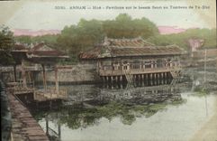 VINTAGE POSTCARD Indo-China Annam Hoots Houses on the basin with the tomb of You Duke
