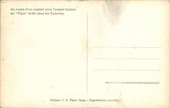 VINTAGE POSTCARD Militaria During a combat with the Leclerc army a Tiger flaring in Tileries Paris Tank