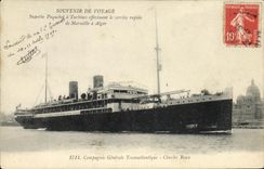 CPA Bateau Souvenir de Voyage Paquebot a turbines effectuant le service rapide de Marseille a Alger 