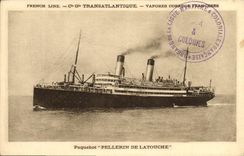 Línea francesa peregrino del barco de la POSTAL de la VENDIMIA del vapor de Latouche