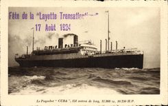 CPA Bateau Paquebot Cuba Fete de la Layette Transatlantique 17 aout 1924