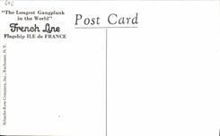 VINTAGE POSTCARD Large Boat Ile de France dining room