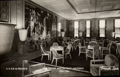 Miwte alegre de la sala de estar de Ile de France del barco de la POSTAL de la VENDIMIA