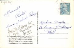 La línea del vapor de Ile de France del barco de la POSTAL de la VENDIMIA de Le Havre tiene Nueva York