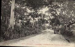 VINTAGE POSTCARD Tonkin Haiphong Walk of the circular surroundings road