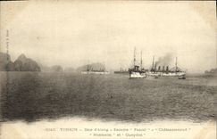 VINTAGE POSTCARD Tonkin Bay of along Squadron Pascal Chateaurenaud Montcalm and Gueydon Boats