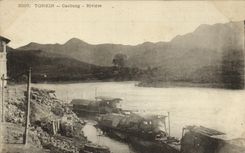 VINTAGE POSTCARD Tonkin Caobang River Boats