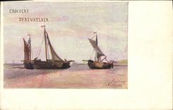 VINTAGE POSTCARD Chocolate Debeukelaer Boats