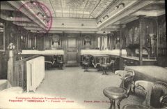 CPA Bateau Compagine Generale Transatlantique Paquebot Venezuela Fumoir 1er Classe 
