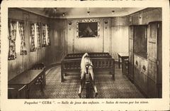 CPA Bateau Paquebot Cuba Salle de jeux des enfants Cheval