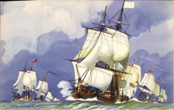 VINTAGE POSTCARD Boat Vessels the line of Haffner battle