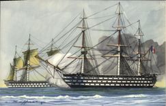 VINTAGE POSTCARD Bateau Vessels Fights with the embossage Haffner