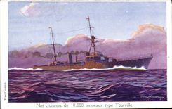 VINTAGE POSTCARD Haffner Boat Our cruisers of 10000 barrels Tourville type