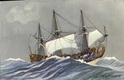 VINTAGE POSTCARD Boat Haffner Vessels Royal Sun Flagship de Tourville with the Cape