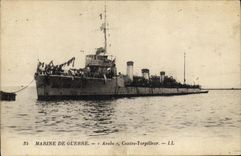 VINTAGE POSTCARD Arab Navy Against Destroyer Boat
