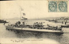 CPA La Sarbacane contre torpilleur d'escadre Bateau 