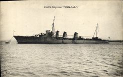 VINTAGE POSTCARD Against Destroyer Jackal Boat