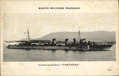 VINTAGE POSTCARD French Navy Boat Against destroyer of squadron Panther