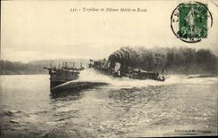 VINTAGE POSTCARD Mobile Destroyer of Defense under Tests Boat