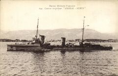 VINTAGE POSTCARD Boat French Navy Against Destroyer Amiiral Seines