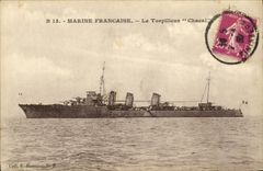 VINTAGE POSTCARD Boat French Marine the Destroyer Jackal