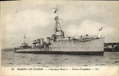 CPA Bateau Marine de Guerre Contre Torpilleur Enseigne Roux 