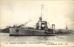 VINTAGE POSTCARD Boat Navy Against French Destroyer Delage old German H 147