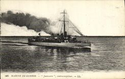 VINTAGE POSTCARD Boat Navy Janissary Against destroyer