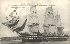 VINTAGE POSTCARD Bateau French Navy Crowns Vessel School of the Gunners and Quartermasters