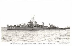 VINTAGE POSTCARD Boat Ingersoll US Destroyer 20 12 1952