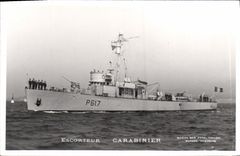 VINTAGE POSTCARD Boat Escort ship Police officer